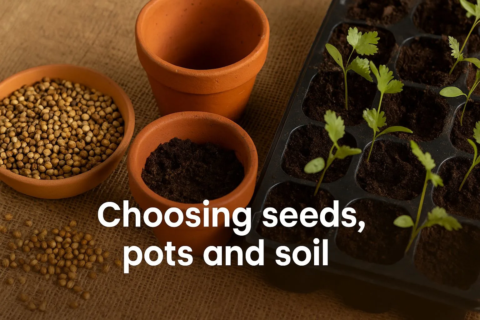 Choosing seeds, pots and soil to grow coriander seed plants at home - Urban Plant